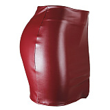 WHOLESALE | Pu Material Back Zip-up Skirt