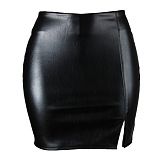WHOLESALE | Pu Material Back Zip-up Skirt