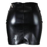 WHOLESALE | Pu Material Back Zip-up Skirt