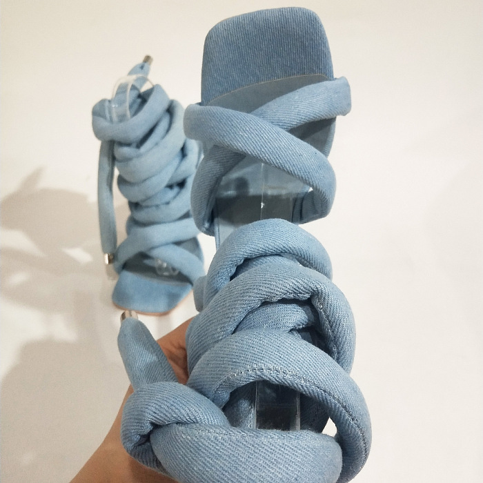WHOLESALE | Elvet Grey Cross Strap Design Luxury Heels