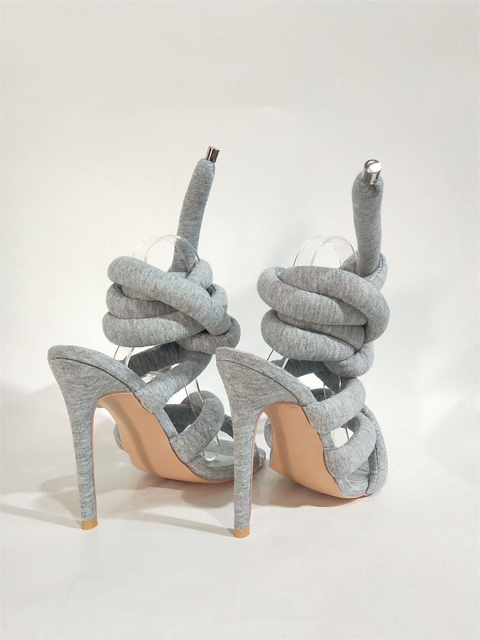 WHOLESALE | Elvet Grey Cross Strap Design Luxury Heels