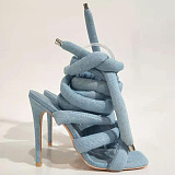 WHOLESALE | Elvet Grey Cross Strap Design Luxury Heels