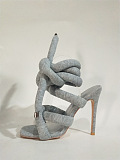 WHOLESALE | Elvet Grey Cross Strap Design Luxury Heels