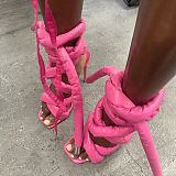 WHOLESALE | Elvet Grey Cross Strap Design Luxury Heels