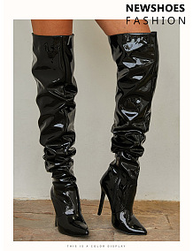 WHOLESALE | Elastic Pu Material Knee High Boots.