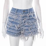 WHOLESALE | Distress Tassel Hem Shorts