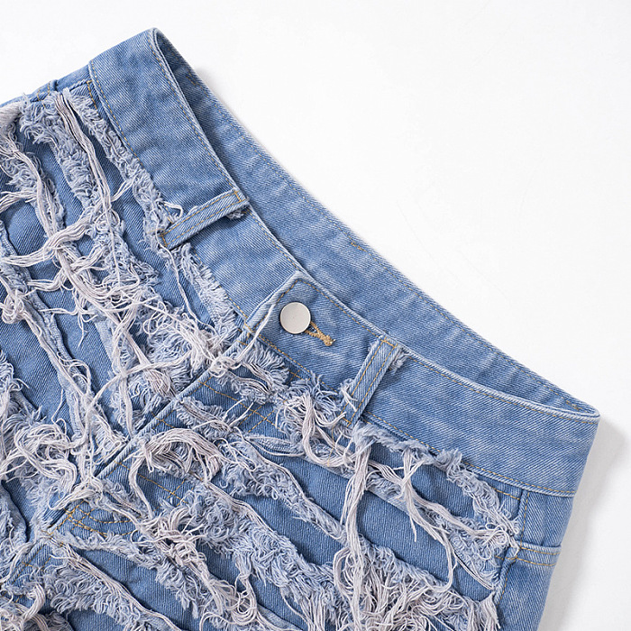 WHOLESALE | Distress Tassel Hem Shorts
