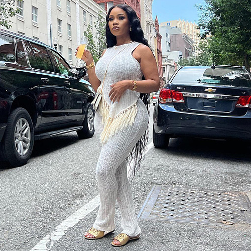 WHOLESALE | Off-shoulder Strap Hem Pants Set