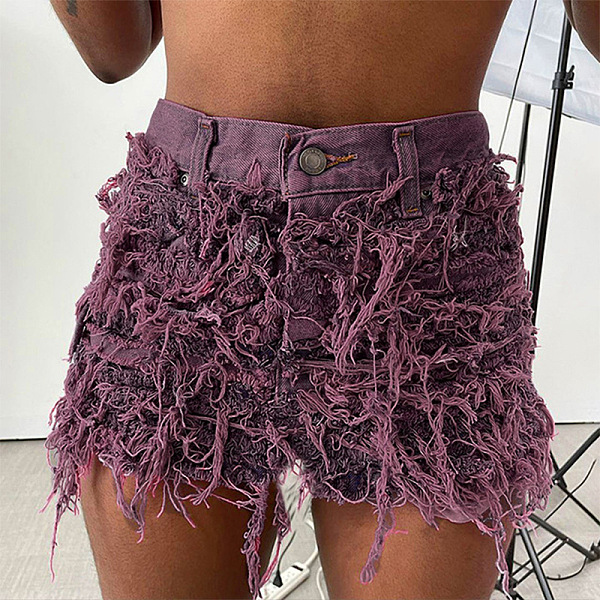 WHOLESALE | Distress Tassel Hem Shorts