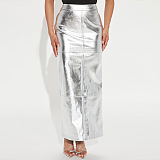 WHOLESALE | Pu Side Zip Up Bodycon Long Skirt