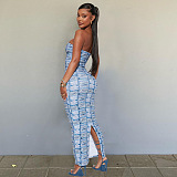 WHOLESALE |Digital Printed Off Shoulder Long Dress