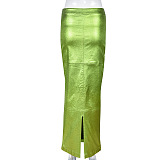 WHOLESALE | Pu Side Zip Up Bodycon Long Skirt