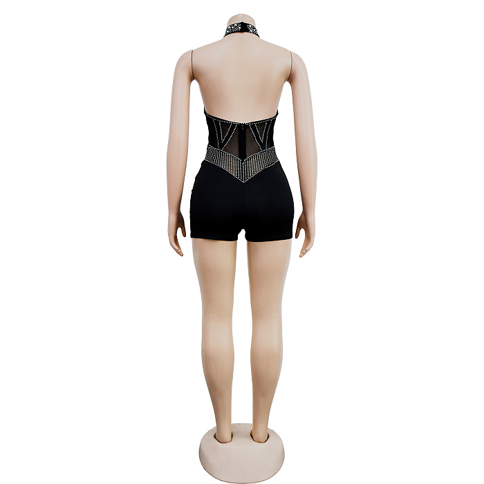 WHOLESALE | Rhinestone Beaded Halter Romper