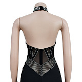 WHOLESALE | Rhinestone Beaded Halter Romper