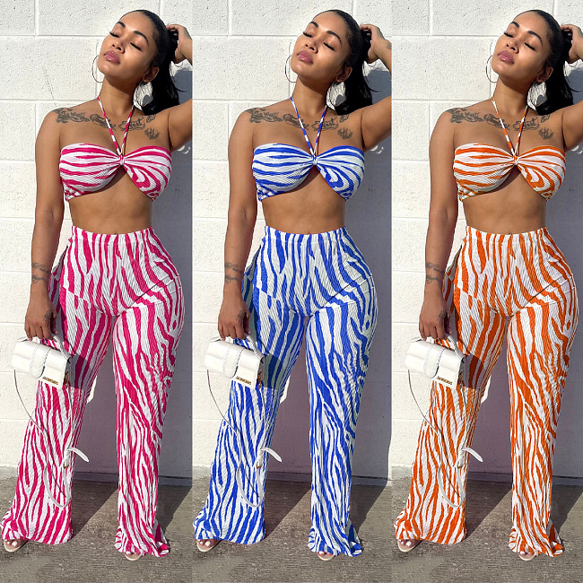WHOLESALE | Zebra Two Tones Bra Pants Set