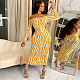 WHOLESALE | Zebra Off-shoulder Long Sleeve Dress