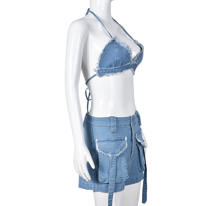 WHOLESALE | Halter Self-tied Bra Shorts Set