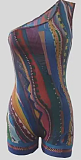WHOLESALE | Printed One Shoulder Marbel Romper