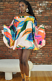 WHOLESALE | OFF SHOULDER PRINT BATWING LANTERN SLEEVE MINI DRESSES