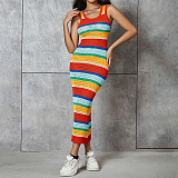 WHOLESALE | Elastic Fabric Rainbow Tank Long Dress