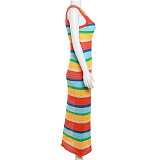 WHOLESALE | Elastic Fabric Rainbow Tank Long Dress