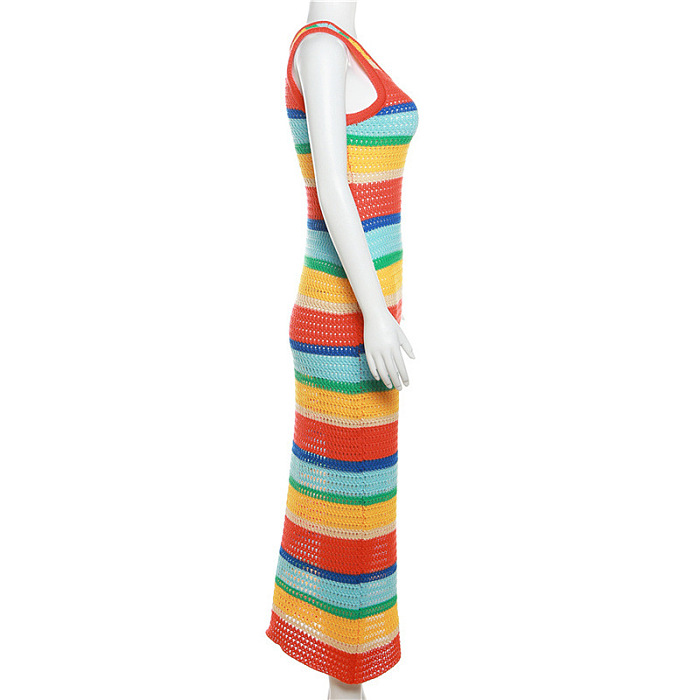 WHOLESALE | Elastic Fabric Rainbow Tank Long Dress