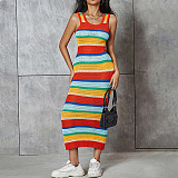 WHOLESALE | Elastic Fabric Rainbow Tank Long Dress