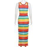 WHOLESALE | Elastic Fabric Rainbow Tank Long Dress