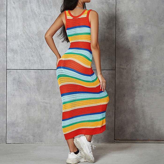 WHOLESALE | Elastic Fabric Rainbow Tank Long Dress
