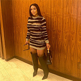 WHOLESALE | Two Tones Long Sleeve Dress in Gray