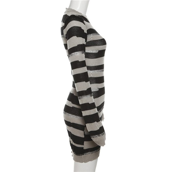 WHOLESALE | Two Tones Long Sleeve Dress in Gray