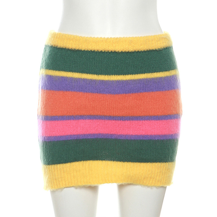 WHOLESALE | Color Block Knitted Skirt Set