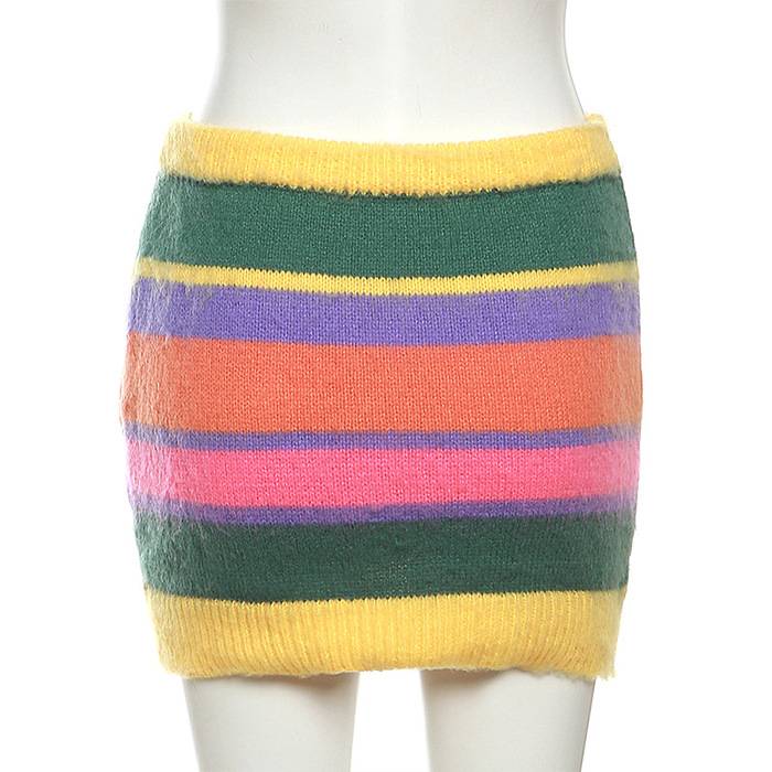 WHOLESALE | Color Block Knitted Skirt Set