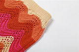 WHOLESALE | Warm Colors Knitted Wave Hem Skirt Set in Orange