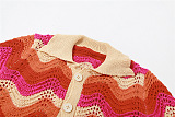 WHOLESALE | Warm Colors Knitted Wave Hem Skirt Set in Orange