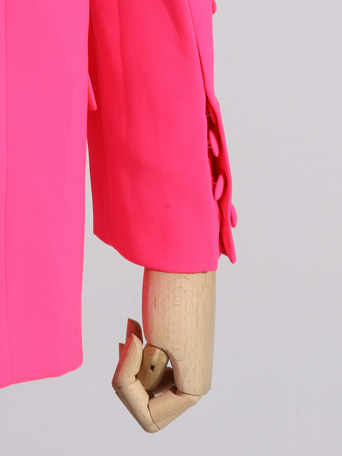 WHOLESALE | Double Breasted Blazser bell-bottomed Pants Set in Rose Red