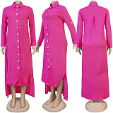 WHOLESALE | Chiffon Button Up Shirt Collar Long Dress