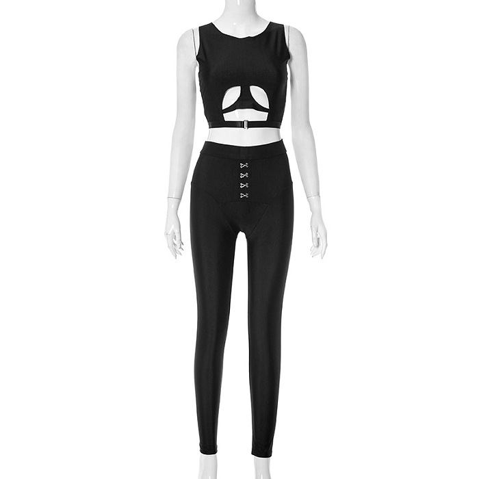 WHOLESALE | Off-shoulder Buckled Pants Set