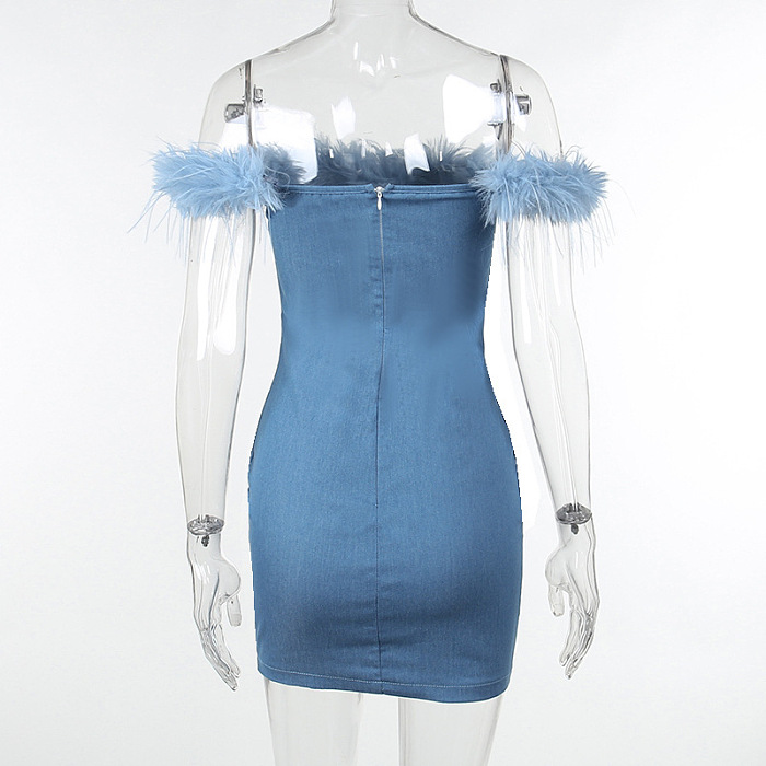 WHOLESALE | Feather Hem Off-shoulder Dress