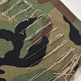 WHOLESALE | Camo Distress Big Pocket Skirt