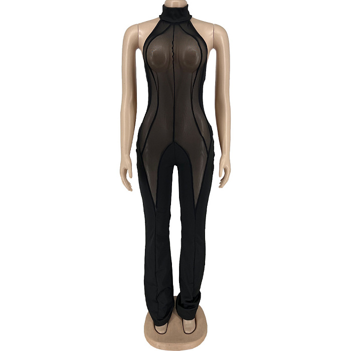 WHOLESALE | Open Back See Through Jumpsuit