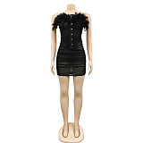 WHOLESALE | Feather Corset Top & Skirt Set
