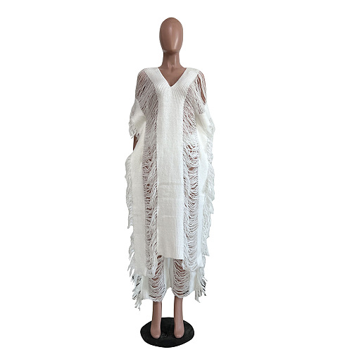 WHOLESALE | Solid Distress Tassel Pants Set