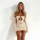 WHOLESALE | Knitted Front Hollow-out Self-tied Dress