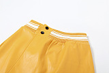 WHOLESALE | Pu Material Button Blouse Skirt Set