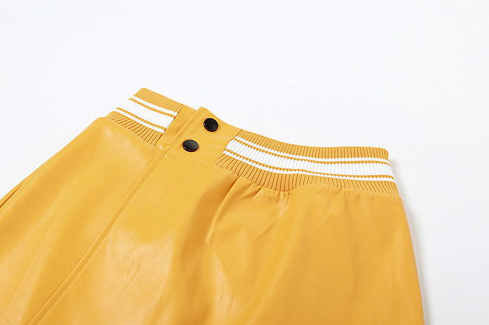 WHOLESALE | Pu Material Button Blouse Skirt Set