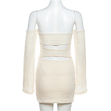 WHOLESALE | Knitted Front Hollow-out Self-tied Dress