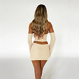 WHOLESALE | Knitted Front Hollow-out Self-tied Dress
