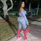WHOLESALE | Digital Printed Fake Jeans Pants Set