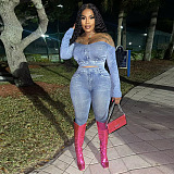 WHOLESALE | Digital Printed Fake Jeans Pants Set